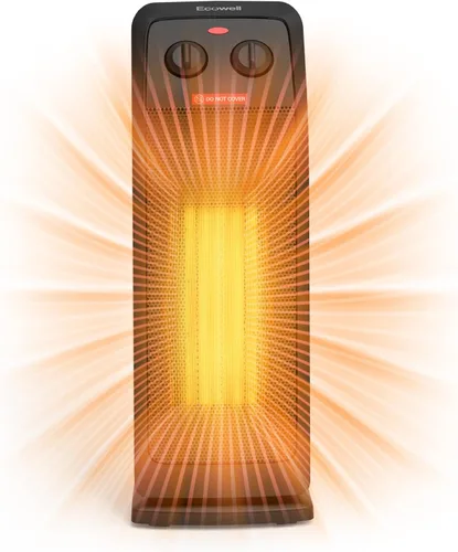 ECOWELL Calentador de torre de 18 pulgadas para uso en interiores, calentador eléctrico de cerámica de calentamiento rápido de 1500 W con