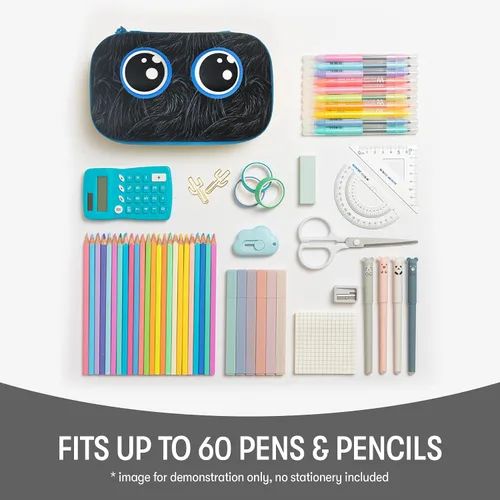Miniatura 4 de ZIPIT Caja de lápices Beast para niños, estuche divertido de gran capacidad para la escuela, caja organizadora de papelería, color negro