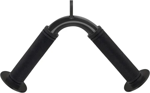 Barra de prensa de tríceps, accesorio de cable de barra en V, acero resistente con agarre de goma antideslizante (negro)