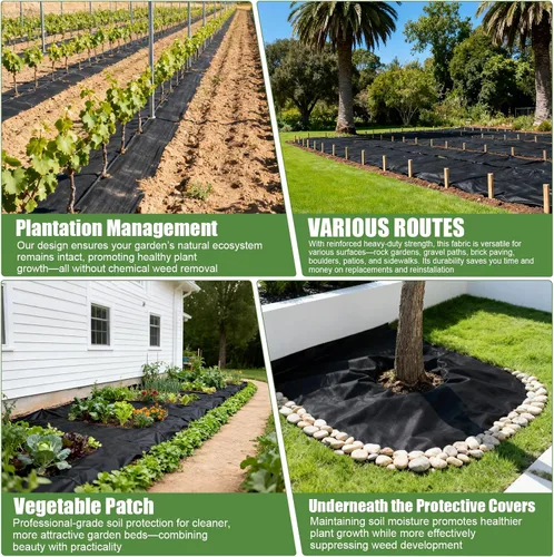 Miniatura 6 de Tela Geotextil No Tejida de 4 onzas para Barrera contra Malezas, 3 pies x 50 pies, Tela para Paisajismo Resistente y Duradera para Jardinería