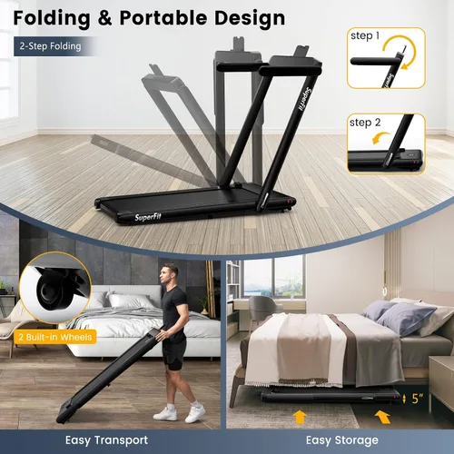 Miniatura 2 de GYMAX Almohadilla para caminar, 2 en 1, instalación gratuita debajo del escritorio, con monitor LED, aplicación inteligente/control remoto y altavoz
