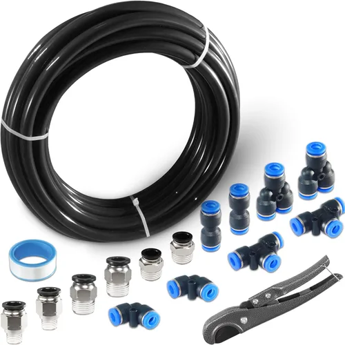 Miniatura 26 de Kit de tubo de aire neumático MSAEIQUN, poliuretano negro, tubo de poliuretano PU, kit de tubería de aire, 6 mm DE x 4 mm DI, 10 metros 32.8 pies
