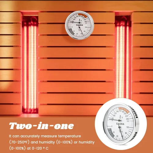 Miniatura 6 de Termómetro e higrómetro de sauna, medidor de temperatura de sauna colgante 2 en 1, medidor preciso de temperatura y humedad para sauna Roomsk