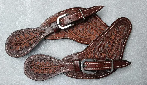 Miniatura 3 de Showmen Craft - Correas de cuero para adultos, con tachuelas plateadas y hebilla