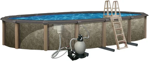 Miniatura 8 de Blue Wave Riviera - Paquete de piscina de pared metálica ovalada de 15 pies x 30 pies, 54 pulgadas de profundidad, 8 pulgadas de profundidad, riel