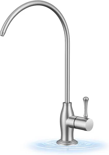 WEWE Grifo de agua potable vintage, grifo de filtro de agua de cocina de acero inoxidable sin plomo para sistema de ósmosis inversa, grifo de Níquel