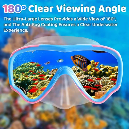 Miniatura 7 de Vvinca Gafas de natación para niños con cubierta para la nariz, antivaho, a prueba de fugas, máscara de natación de visión amplia con correa de tela