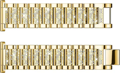 Miniatura 3 de Bandas de joyería compatibles con Fitbit Versa, pulsera de diamantes de imitación de repuesto para mujer (dorado)