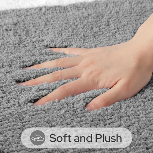 Miniatura 2 de HOMEIDEAS - Juego de alfombras para baño (2 piezas), de microfibra súper suave y absorbente, con borlas, antideslizantes y lavables a máquina