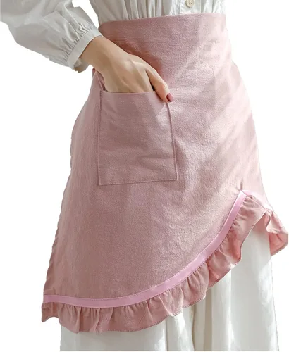 Miniatura 9 de Delantal retro para mujer, con volantes, estilo vintage, con bolsillo, para chef, cafetería, camarero, cocina, cocina