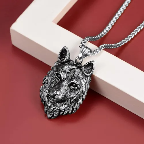 Miniatura 8 de FaithHeart Collar con colgante de lobo vikingo nórdico para hombres y mujeres, acero inoxidable, chapado en oro de 18 quilates, joyería con embalaje