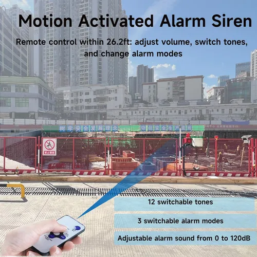 Miniatura 6 de YASONG SLA-01W - Sirena de luz intermitente con detección de movimiento, luz estroboscópica LED de 120 dB, montaje en pared, detector
