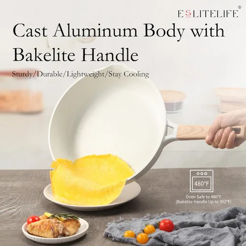 Miniatura 5 de ESLITE LIFE Sartén de cerámica antiadherente, no tóxica para tortilla de huevos, sartenes de cocina compatibles con todas las estufas