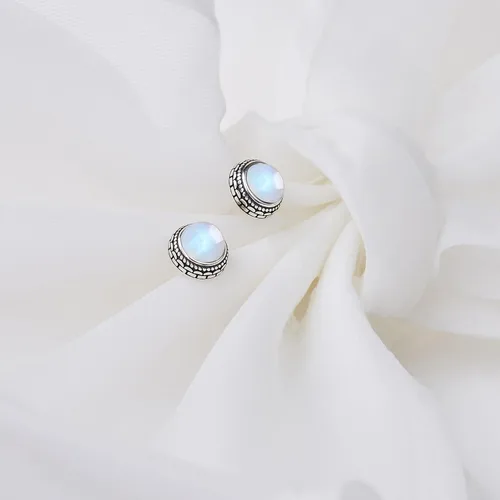 Miniatura 68 de Aretes de plata de ley con piedra natal de cristal real, joyería para mujer, moda occidental 925, envejecida, bohemia, hecha a mano, el mejor regalo
