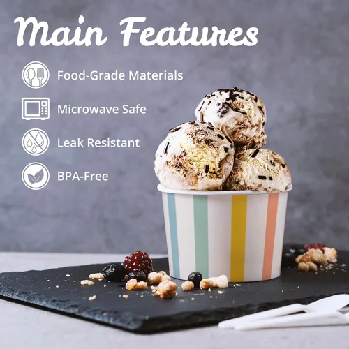 Miniatura 6 de MATICAN Tazas de papel para helado, 100 unidades de 9 onzas, cuencos desechables de postre para alimentos fríos o calientes, suministros de fiesta