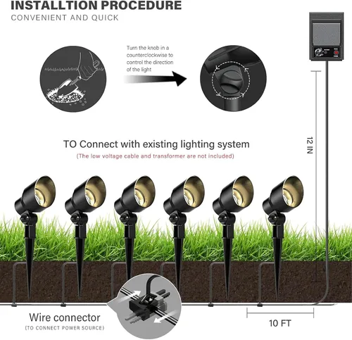 Miniatura 7 de VenusManufacturing Foco LED de 6 W, 8 unidades, luces de paisaje para exteriores, iluminación impermeable para entrada, patio, césped, inundación