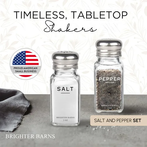 Miniatura 2 de Juego de saleros y pimenteros de vidrio de Brighter Barns - Decoración moderna de cocina, accesorio de encimera de mesa de comedor - Rústico