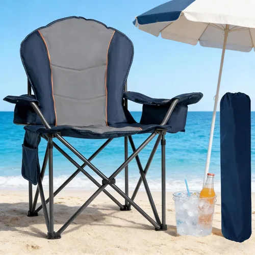 Miniatura 18 de Silla de Camping Sobredimensionada de Alta Resistencia - Silla Plegable Portátil, Portavasos y Estuche para Teléfono Impermeable para Adultos, negro