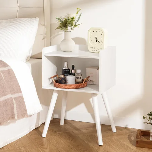 Miniatura 2 de Yoobure Mesita de noche moderna de mediados de siglo para espacios pequeños - Mesa auxiliar pequeña con estante de almacenamiento, Mesa auxiliar