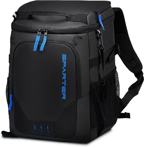 Miniatura 14 de SPARTER - Mochila enfriadora aislada a prueba de fugas para 33/49 latas, bolsa térmica con 2 compartimentos aislados, mochila de playa, viaje, Azul