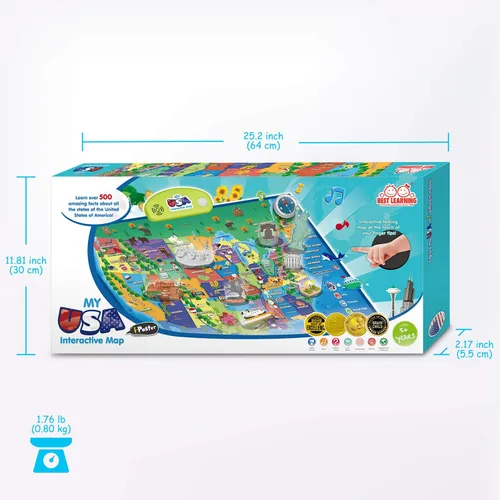 Miniatura 8 de BEST LEARNING i-Poster My USA Interactive Map – Juguete educativo inteligente para niños o niñas de 5 a 12 años Geografía de Navidad
