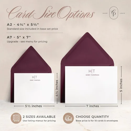 Miniatura 5 de Curio Press Papelería personalizada para mujeres y hombres, tarjetas de agradecimiento planas A2 con tarjetas de notas personalizadas, tarjetas