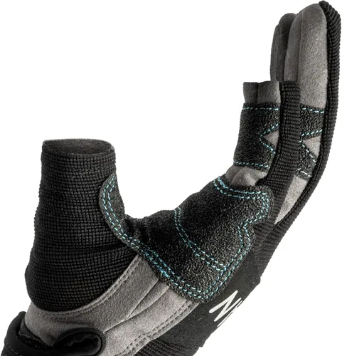 Miniatura 2 de KWAN Guantes de vela de 3 dedos para navegación, kayak, remo y esquí acuático, diseño de corte de dos dedos, refuerzo de triple capa, ajuste