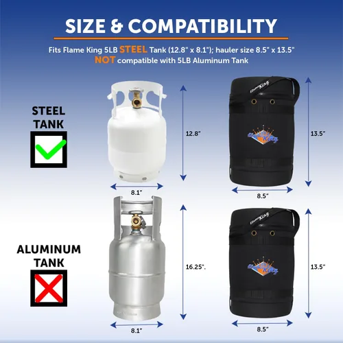 Miniatura 6 de Flame King Kit de transportador de gas – Funda de transporte protectora aislada para tanque de propano de 5 libras más manguera adaptadora