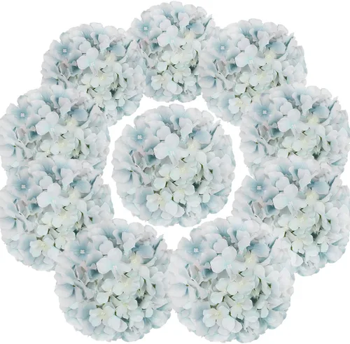 Miniatura 8 de Cabezales artificiales de hortensias de seda para decoración de bodas caseras, 10 unidades Rosa bebé