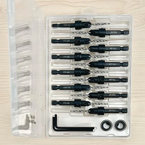 Miniatura 6 de FTG USA Juego de 12 brocas avellanadoras #4 (7/64") para madera con broca cónica