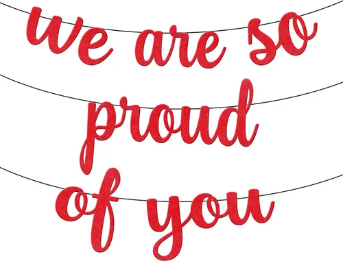 Miniatura 9 de KatchOn, Cartel de fieltro con la frase "We are So Proud of You", 8 pies, No DIY Cartel de felicitación 2026, 2026 decoraciones de graduación We