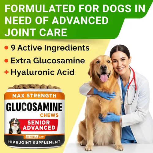 Miniatura 5 de Suplemento Avanzado Senior de Glucosamina Condroitina para Articulaciones de Perros - Pastillas para Alivio del Dolor de Cadera y Articulaciones