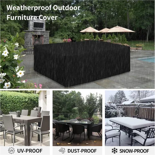 Miniatura 6 de Easy-Going Funda resistente 600D para muebles de patio, juego de mesa y silla rectangular al aire libre, funda impermeable para exteriores