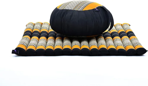 Miniatura 12 de Leewadee Juego de cojines de meditación: 1 almohada redonda de meditación Zafu y 1 alfombrilla de meditación Zabuton cuadrada enrollable, paquete