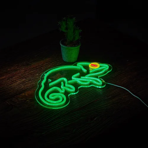 Miniatura 6 de Letrero de neón de lagarto camaleón para decoración de pared con luces de neón LED de lagarto regulables Verde+Amarillo+Rojo