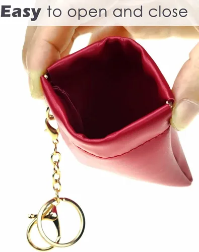 Miniatura 12 de VOFOON Monedero de cuero con llavero pequeño titular de cambio delgado para mujeres y hombres, Negro -, Bolsa delgada