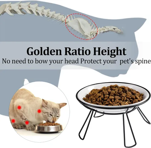 Miniatura 2 de Cuencos para gatos, cuenco elevado, plato de cerámica elevado con soporte de metal, estación de alimentación de agua o comida para mascotas