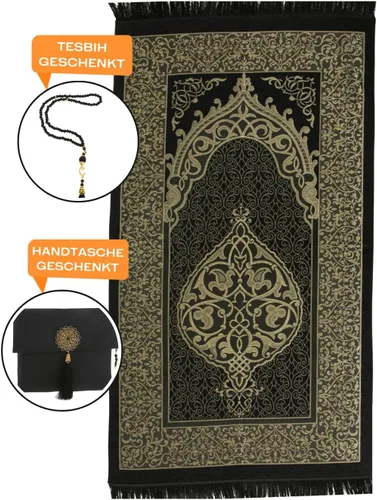 Miniatura 4 de Prien Alfombra de oración musulmana con Tasbih y bolsa portátil, regalo musulmán para mujeres y hombres, caja islámica Mubarak, juego de regalos