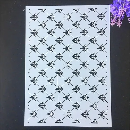Miniatura 4 de TIAMECH Plantilla A4 reutilizable de líneas de símbolos pequeños para pintar, plantilla de capas de textura de cuadrícula, arte de pared