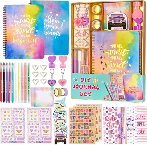 Miniatura 8 de OIHEW Kit de diario de bricolaje de más de 100 piezas para niñas adolescentes, suministros de álbumes de recortes y juego de papelería estética
