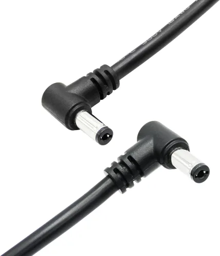 Miniatura 2 de Cable de extensión de ángulo recto CC macho a macho de 1.6 pies, 18 AWG, 90 grados CC, 0.217 in x 0.083 in, adaptador de conector de cable