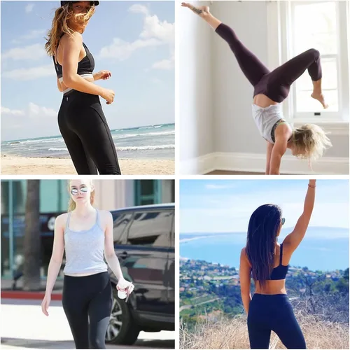 Miniatura 4 de HIGHDAYS Paquete de 3 leggings capri para mujer con bolsillos, pantalones de cintura alta para entrenamiento, correr, yoga