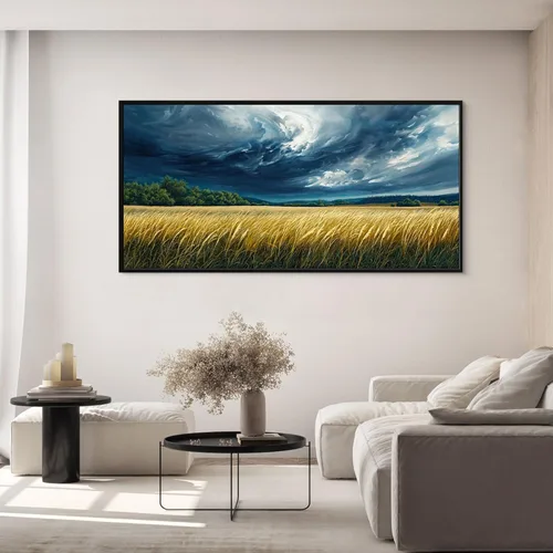 Miniatura 10 de yiijeah Arte de pared para sala de estar, decoración de pared moderna para dormitorio, oficina, paisajes de bosques de montaña, pueblo, puente