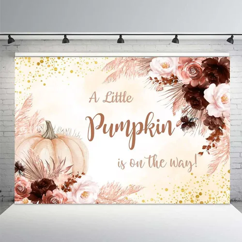Miniatura 7 de MEHOFOND Fondo bohemio de calabaza para baby shower, decoración de fiesta de otoño de 7 x 5 pies, pancarta de Acción de Gracias, fotografía de Azul