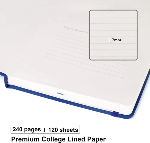 Miniatura 3 de Comix Cuaderno rayado para mujeres y hombres, cuadernos de diario para oficina, escuela, hogar, 240 páginas, 5.5 x 8.3 pulgadas, rayas Azul marino