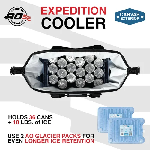 Miniatura 5 de Bolsa de enfriador AO Coolers Expedition de lona con lados blandos, a prueba de fugas, aislada, ligera Negro