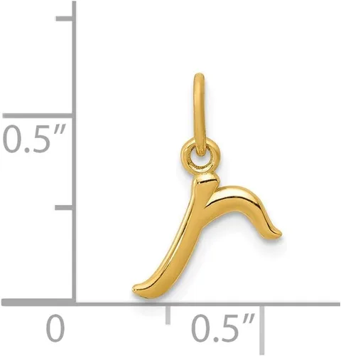Miniatura 3 de Colgante de oro amarillo macizo de 14 quilates con letra inicial de letra inicial R, Metal