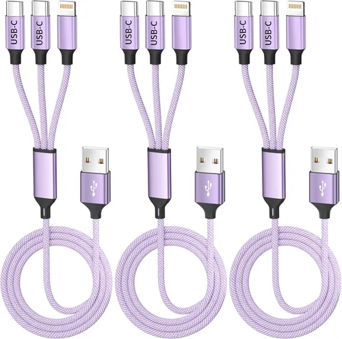 Miniatura 11 de Cable de Carga 4 en 1 de Carga Rápida de 65W, Cable USB C 4 en 1 Cable de Carga Múltiple USB con Chip E-Mark, Cable Cargador Múltiple para iPhone