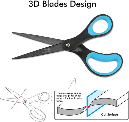 Miniatura 5 de LIVINGO Paquete de 2 tijeras antiadherentes de titanio de 8 pulgadas, agarre cómodo profesional de acero inoxidable, multiusos, tijeras rectas