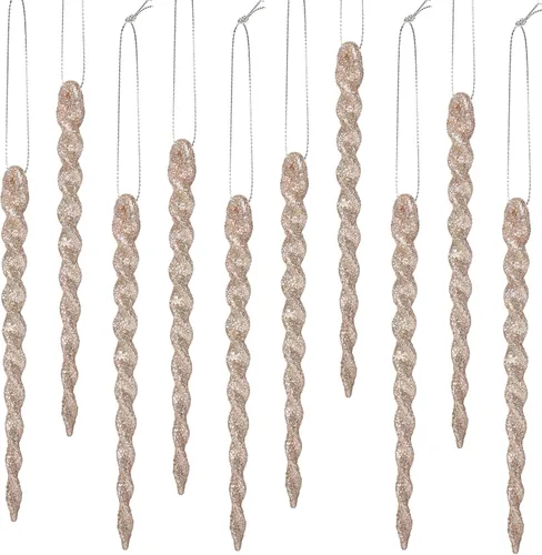 Miniatura 12 de 30 piezas de carámbanos de plástico trenzados para árbol de Navidad; adornos colgantes para árbol de Navidad, fiesta de Navidad, boda, fiesta